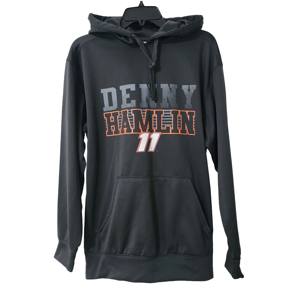 Fanatics NASCAR Denny Hamlin #11 Hoodie Mens S Gray Fleece Pullover Oversized